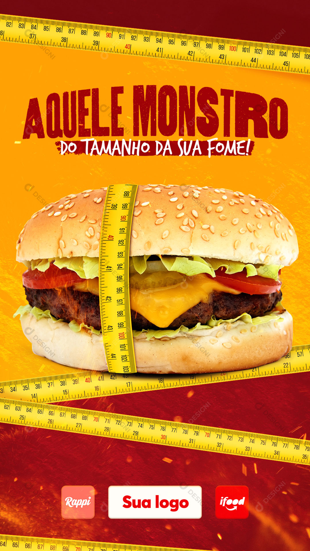 Post Story Hamburgueria Aquele Monstro Social Media PSD Editável