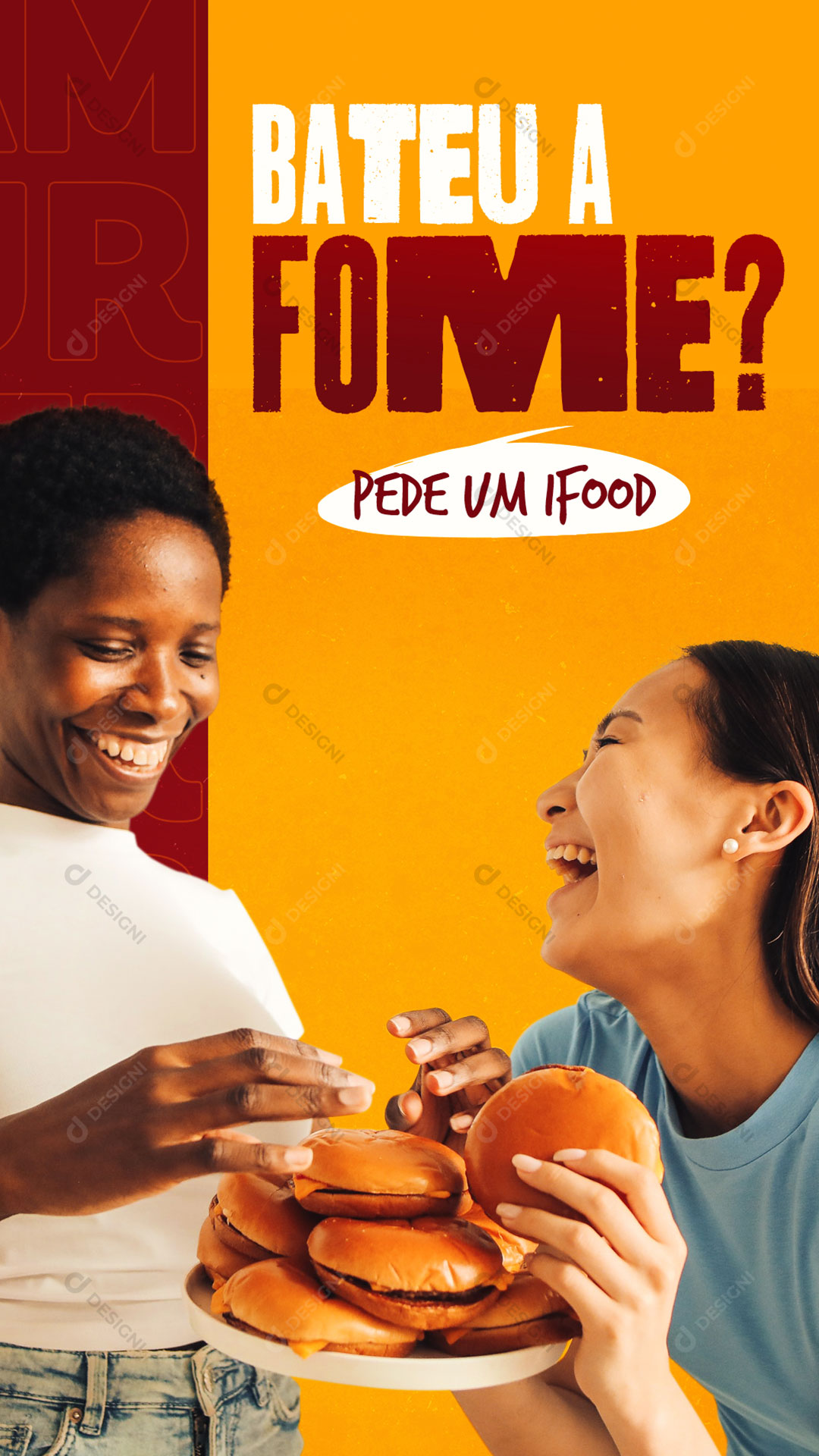 Post Story Hamburgueria Bateu a Fome Social Media PSD Editável