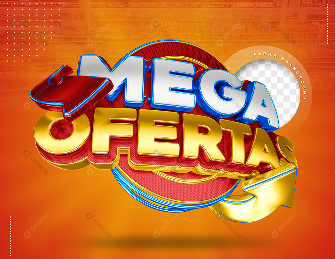 Mega Ofertas Selo 3D Para Composição PSD