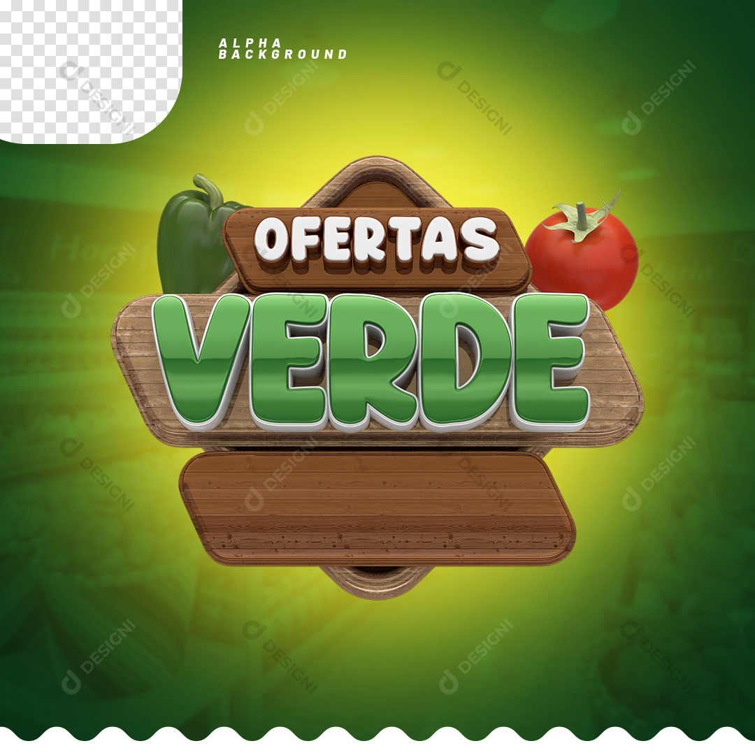 Ofertas Verde Selo 3D Para Composição PSD + PNG Transparente