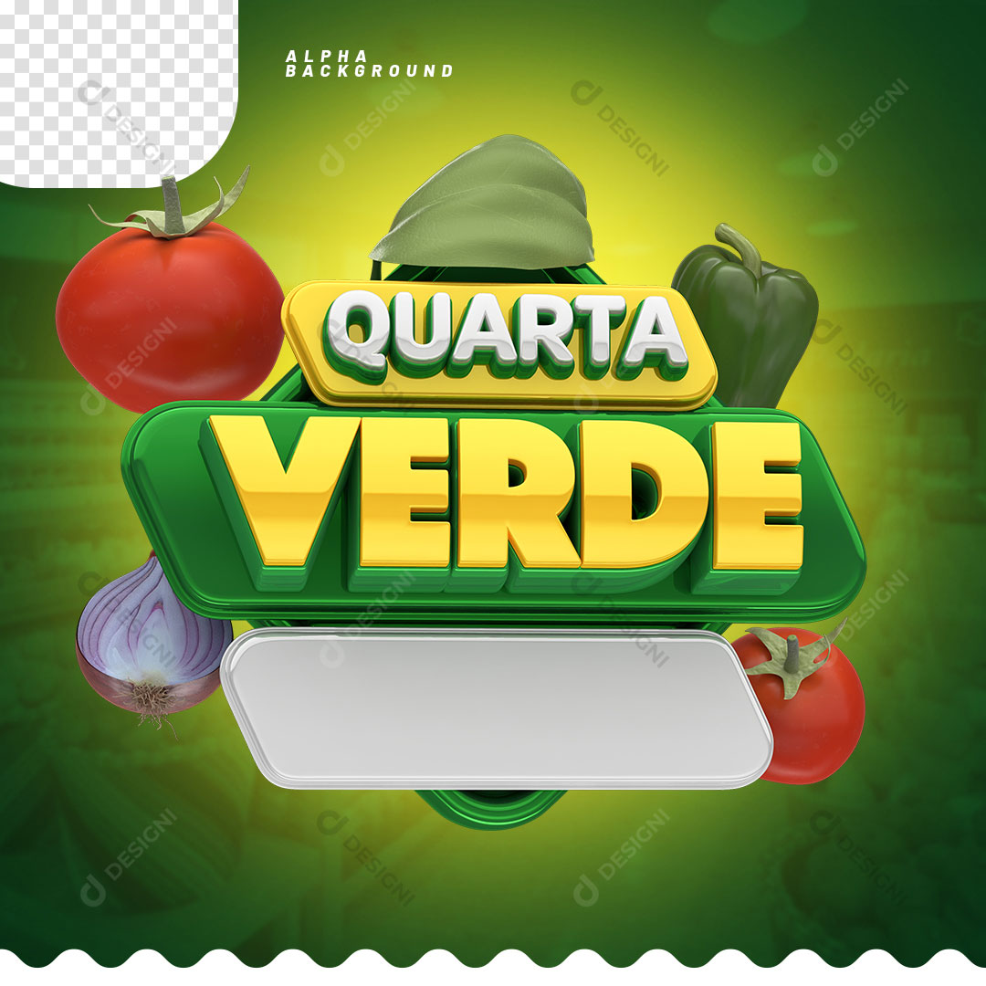 Quarta Verde Selo 3D Para Composição PSD + PNG Transparente