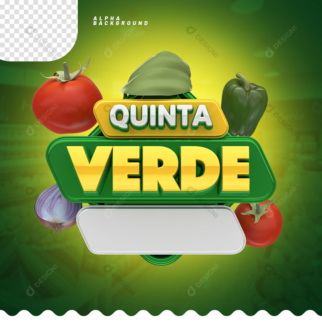 Quinta Verde Selo 3D Para Composição PSD + PNG Transparente
