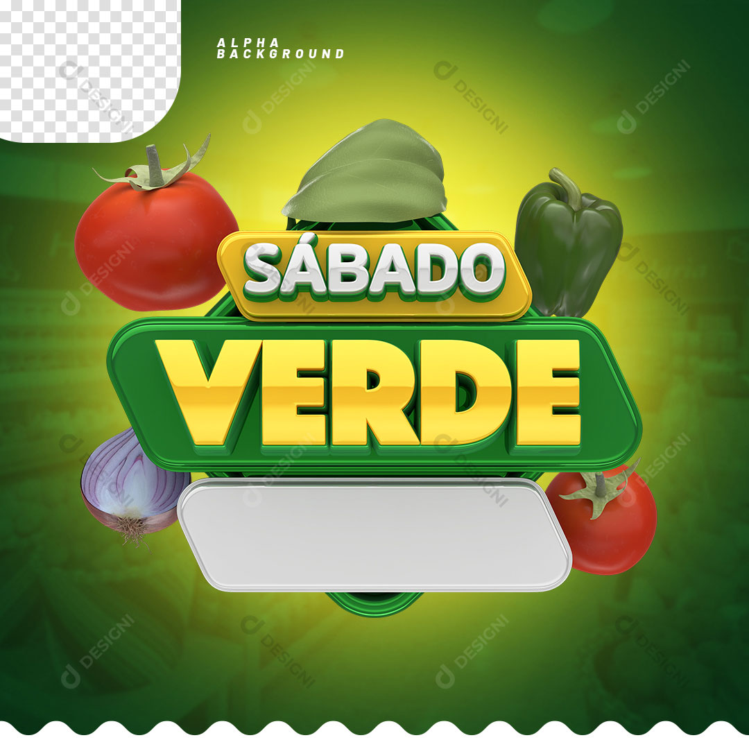 Sábado Verde Selo 3D Para Composição PSD + PNG Transparente