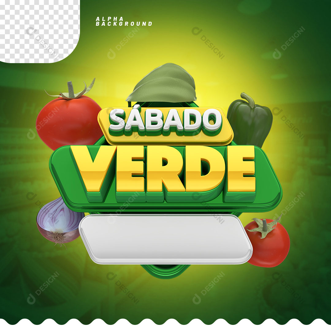 Sábado Verde Selo 3D Para Composição PSD + PNG Transparente