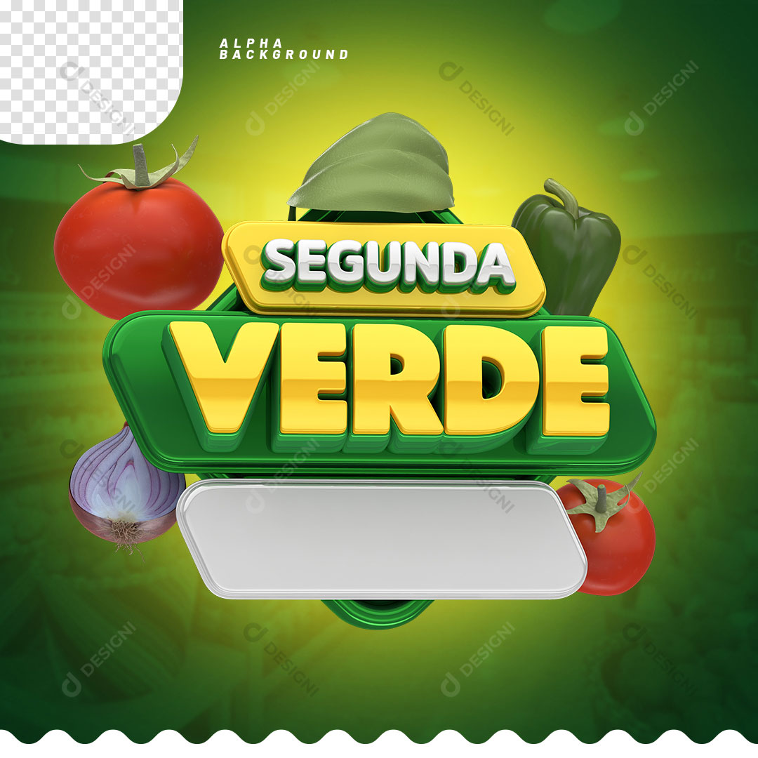 Segunda Verde Selo 3D Para Composição PSD + PNG Transparente