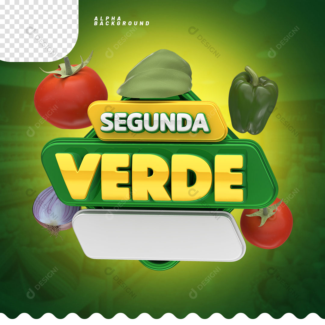 Segunda Verde Selo 3D Para Composição PSD + PNG Transparente