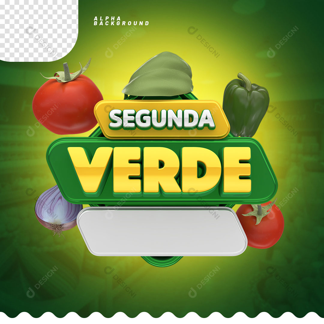 Segunda Verde Selo 3D Para Composição PSD + PNG Transparente