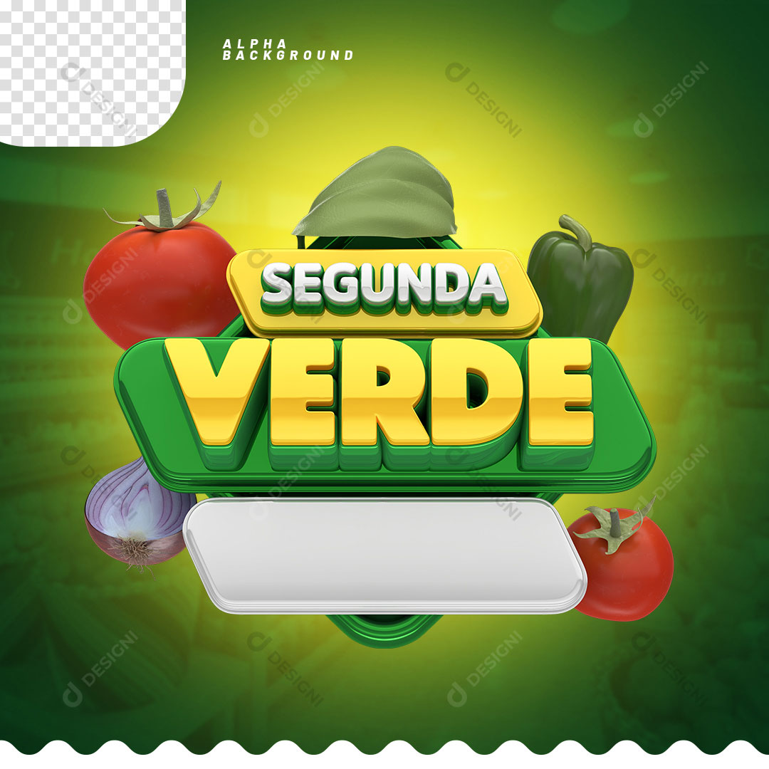 Segunda Verde Selo 3D Para Composição PSD + PNG Transparente