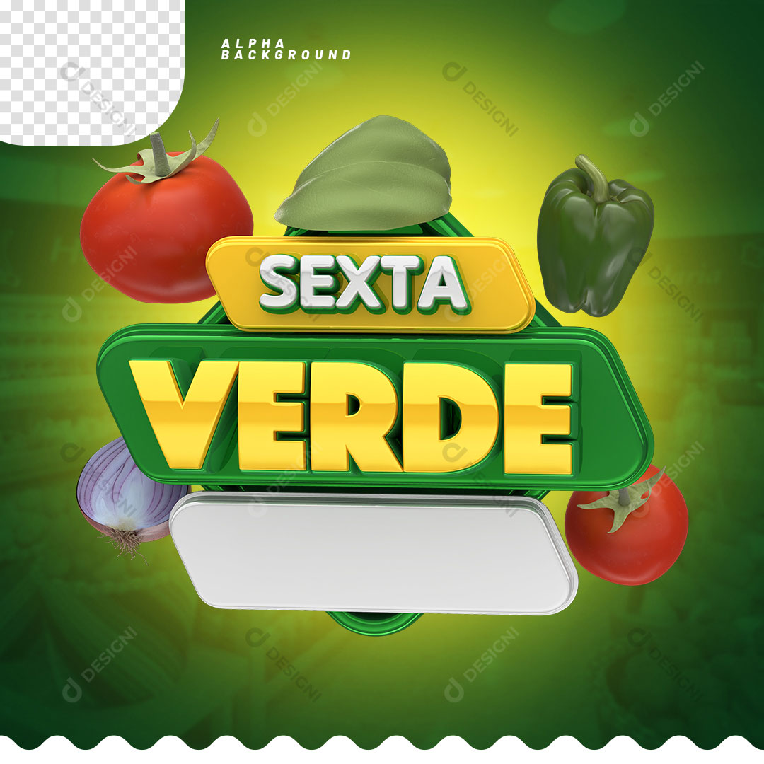 Sexta Verde Selo 3D Para Composição PSD + PNG Transparente