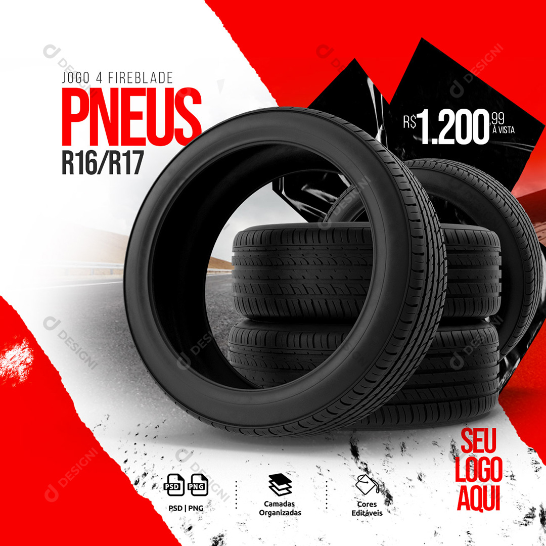 Jogo de Pneus Oficinas Social Media PSD Editável