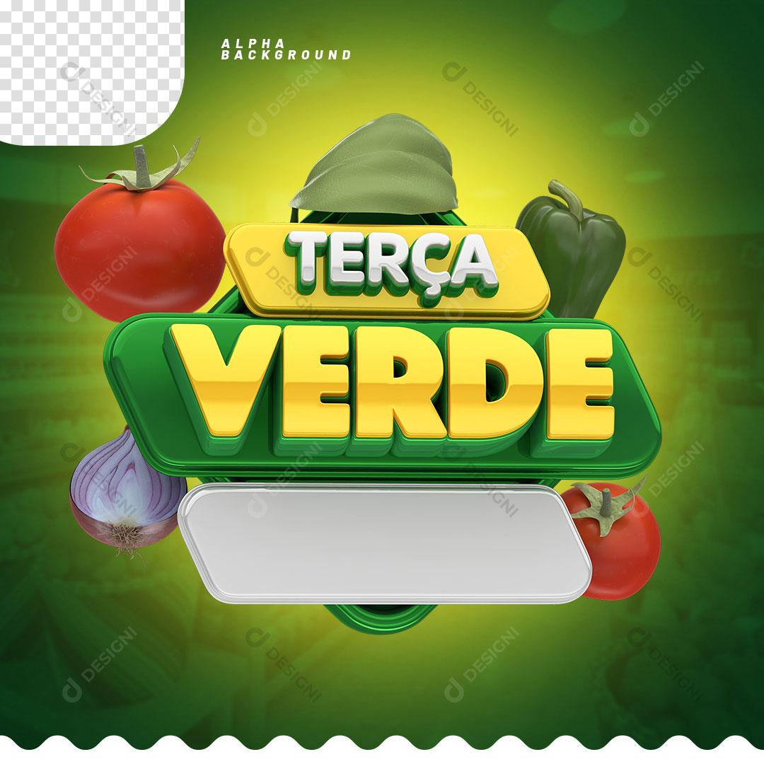 Terça Verde Selo 3D Para Composição PSD + PNG Transparente