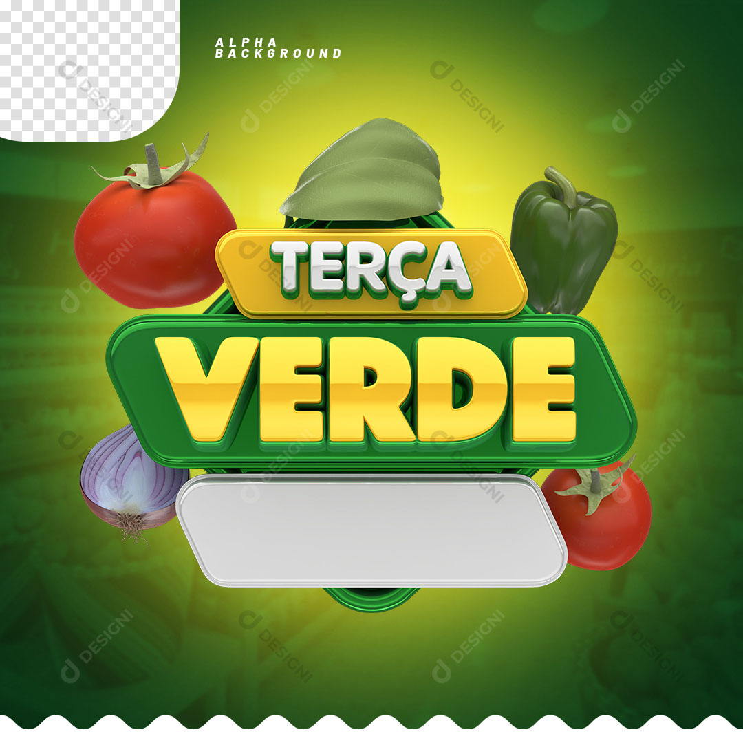 Terça Verde Selo 3D Para Composição PSD + PNG Transparente