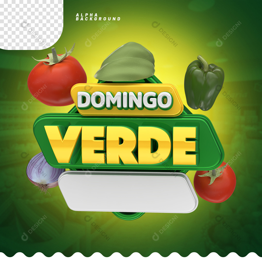 Domingo Verde Selo 3D Para Composição PSD + PNG Transparente