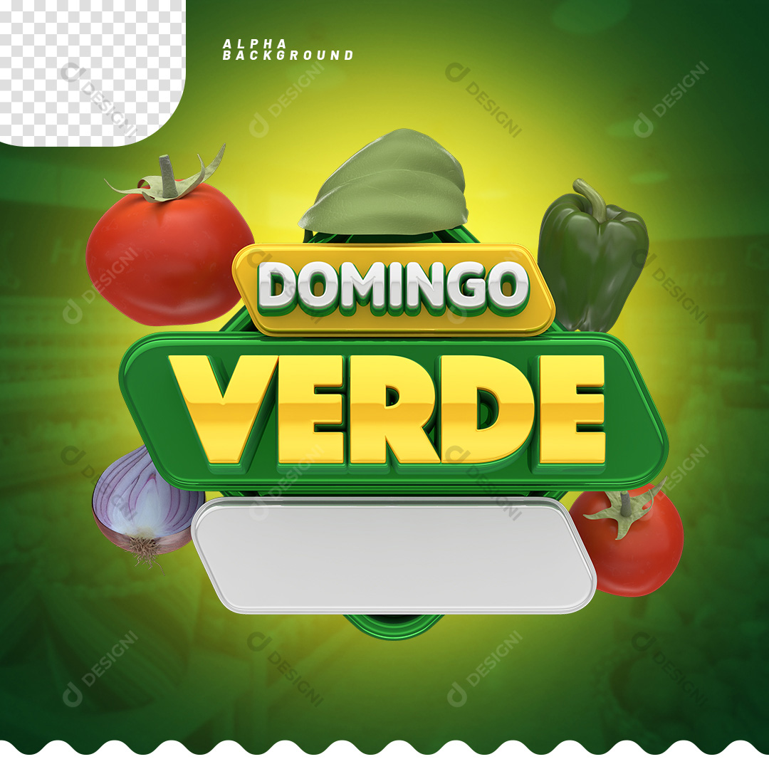 Domingo Verde Selo 3D Para Composição PSD + PNG Transparente