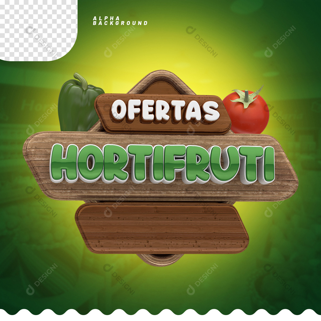 Ofertas Hortifruti Selo 3D Para Composição PSD + PNG Transparente