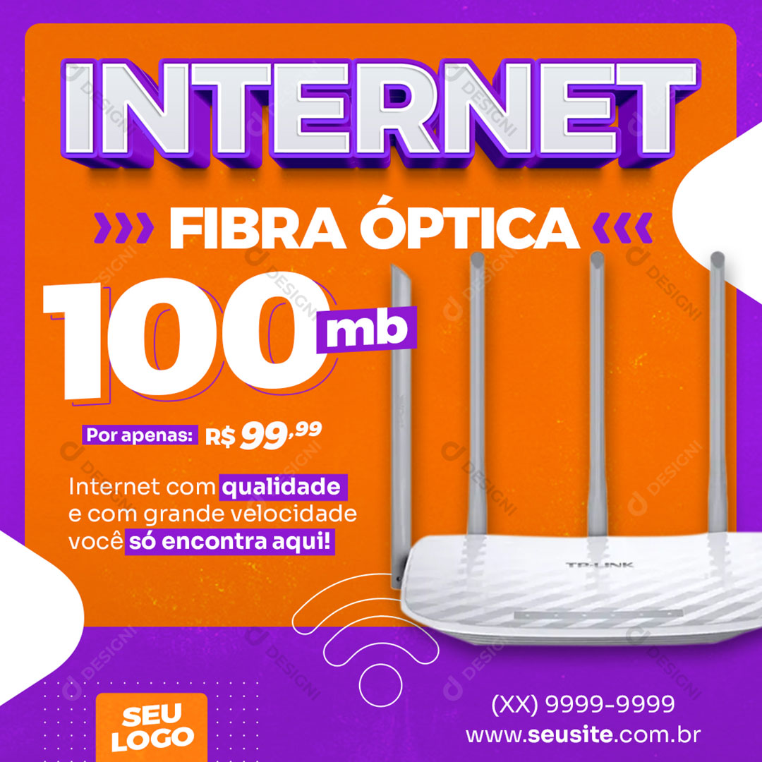 Post Internet Fibra Óptica 100MB Social Media PSD Editável