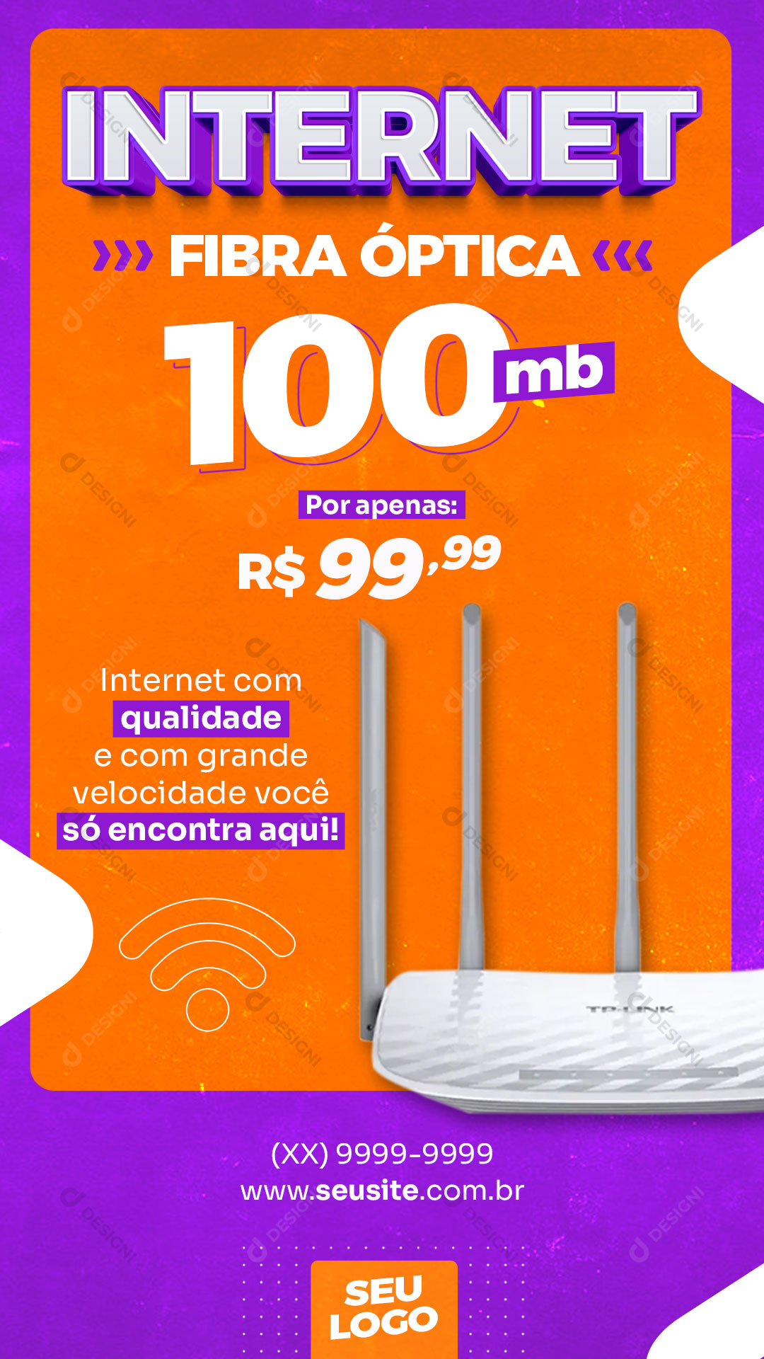 Post Story Internet Fibra Óptica 100MB Social Media PSD Editável