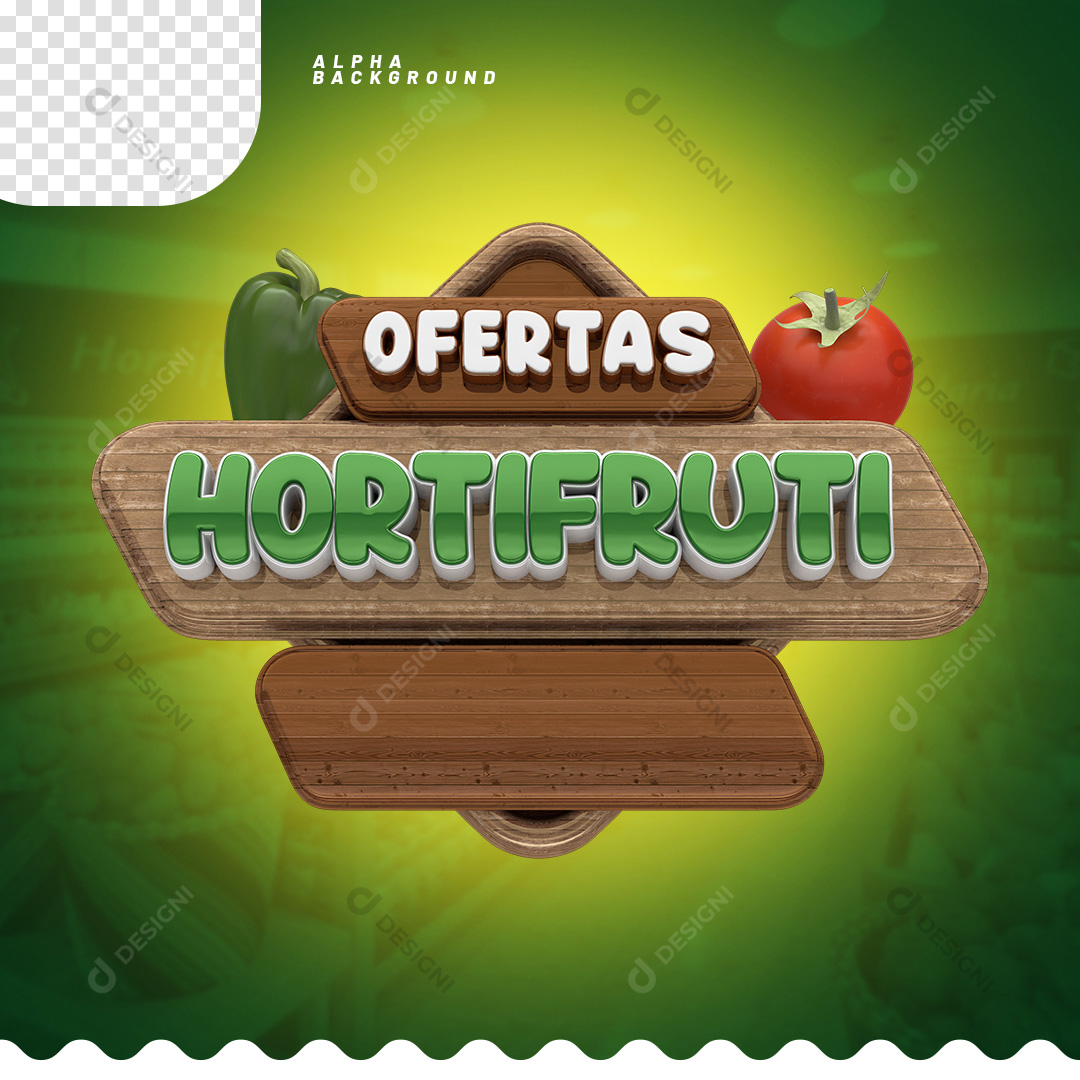 Ofertas Hortifruti Selo 3D Para Composição PSD + PNG Transparente