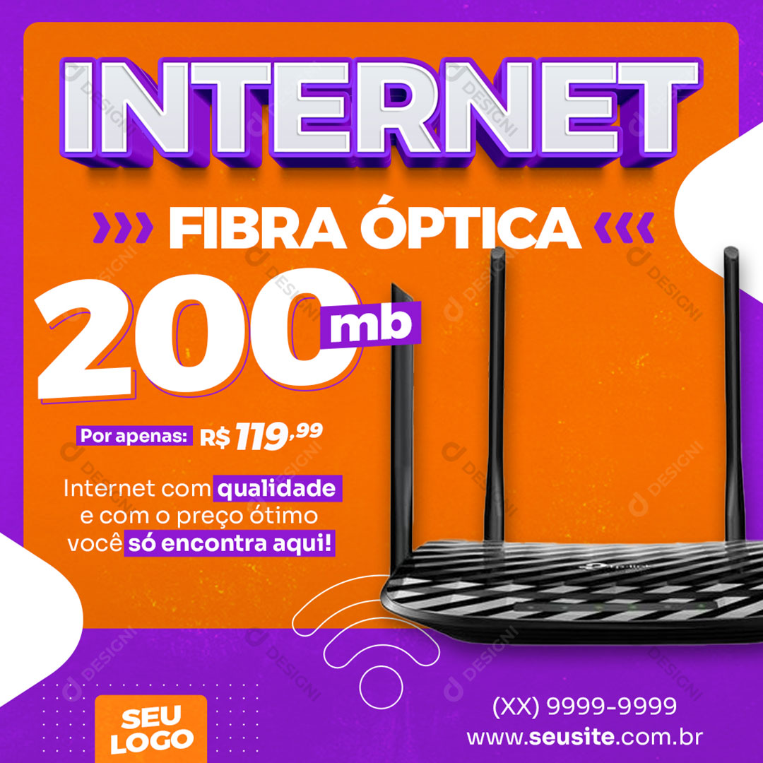 Post Internet Fibra Óptica 200MB Social Media PSD Editável