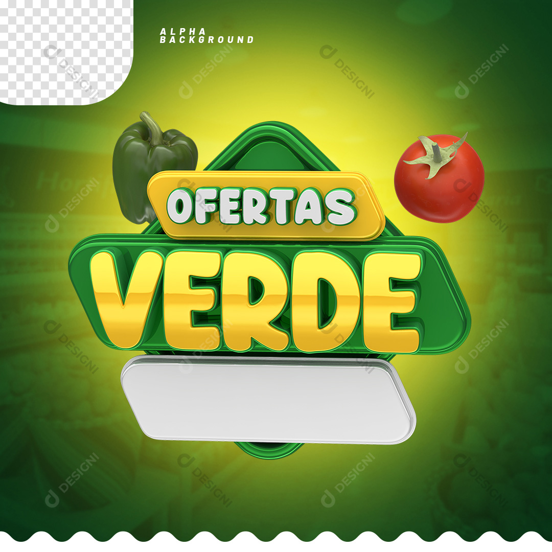 Ofertas Verde Selo 3D Para Composição PSD + PNG Transparente