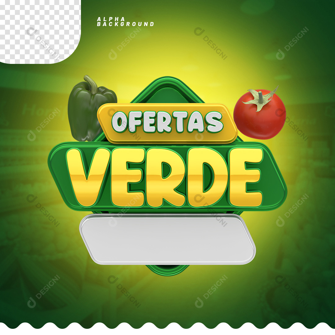 Ofertas Verde Selo 3D Para Composição PSD + PNG Transparente