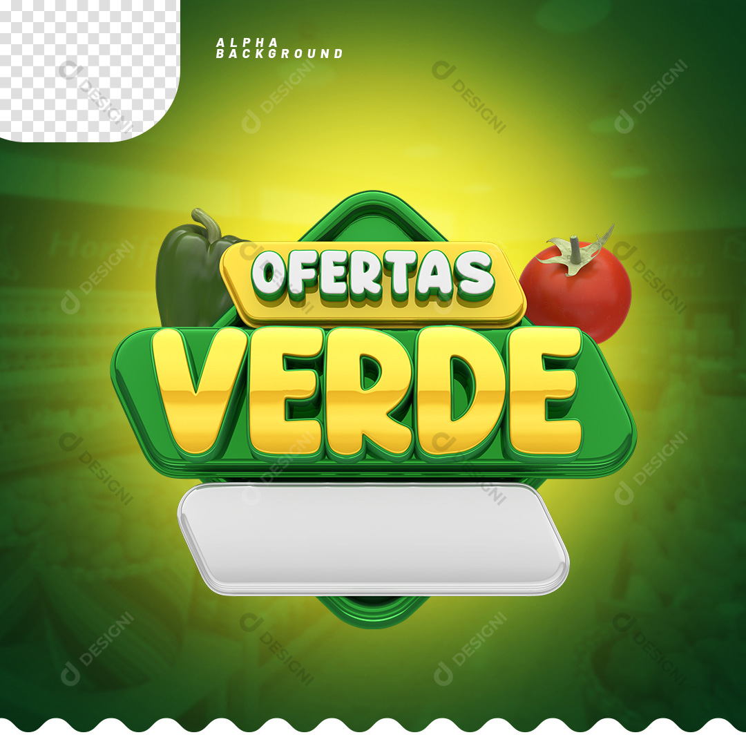 Ofertas Verde Selo 3D Para Composição PSD + PNG Transparente