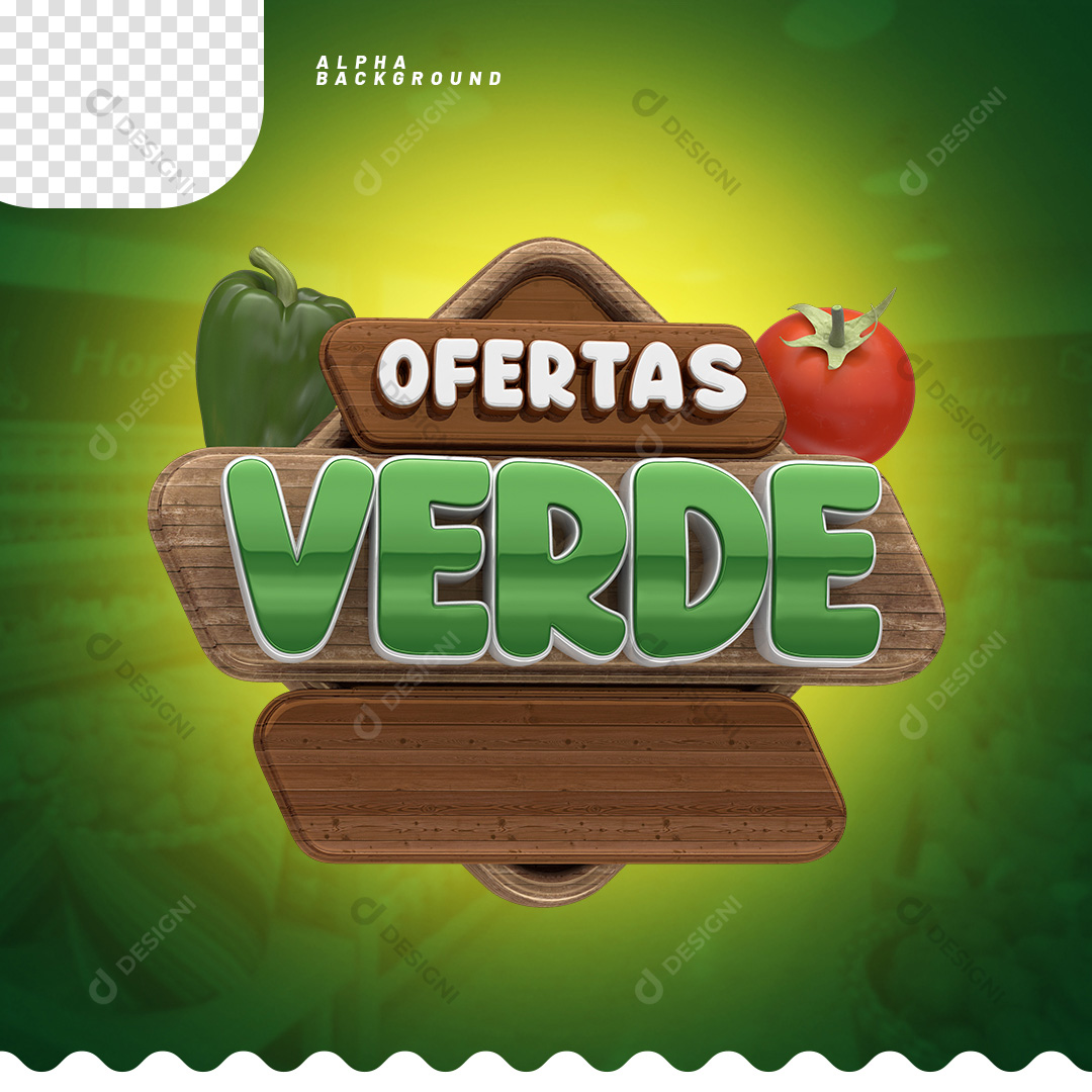 Ofertas Verde Selo 3D Para Composição PSD + PNG Transparente