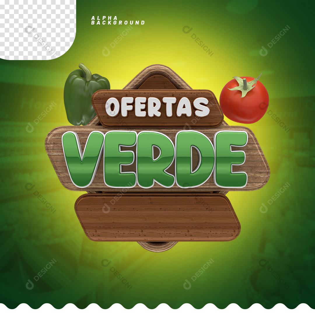 Ofertas Verde Selo 3D Para Composição PSD + PNG Transparente