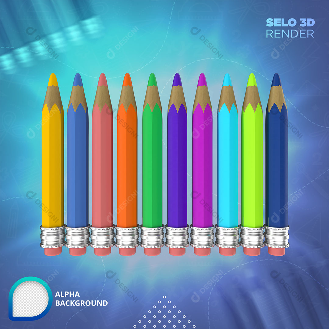 Lapis Escolar Elemento 3D Para Composição PNG Transparente