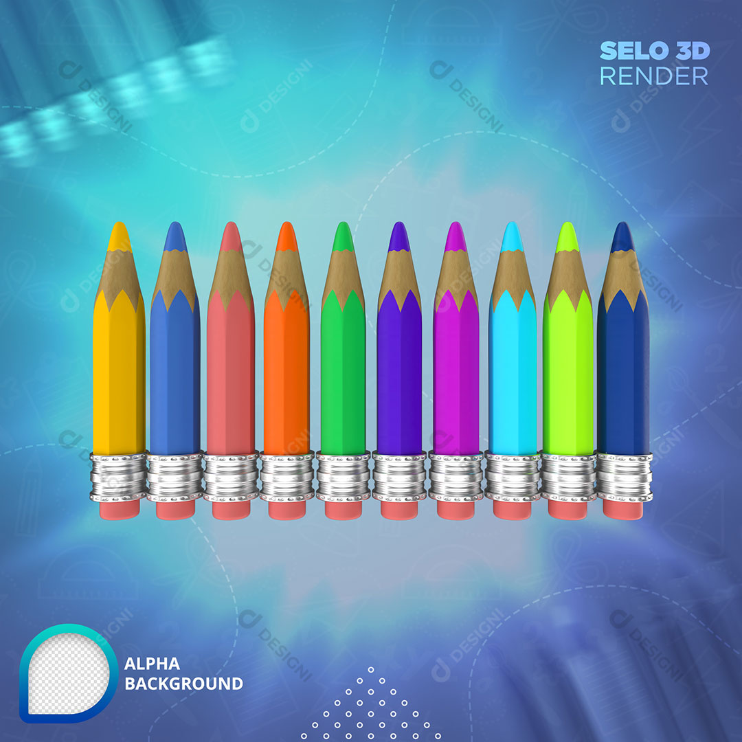 Lapis Escolar Elemento 3D Para Composição PNG Transparente