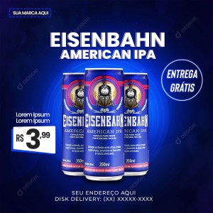 Post Distribuidora Bebida Eisenbahn Social Media PSD Editável