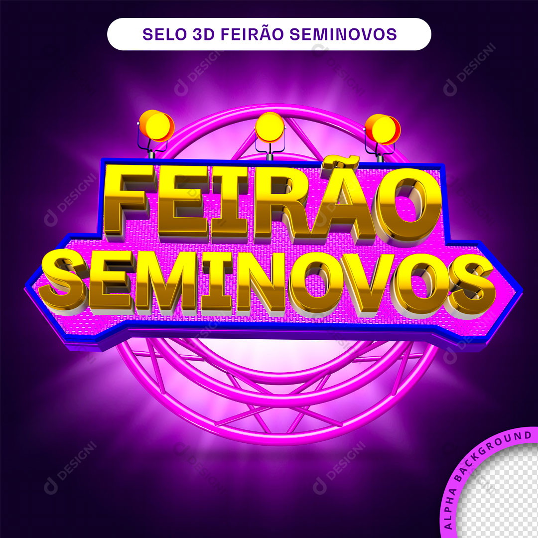 Feirão Seminovos Selo 3D Para Composição PNG Transparente