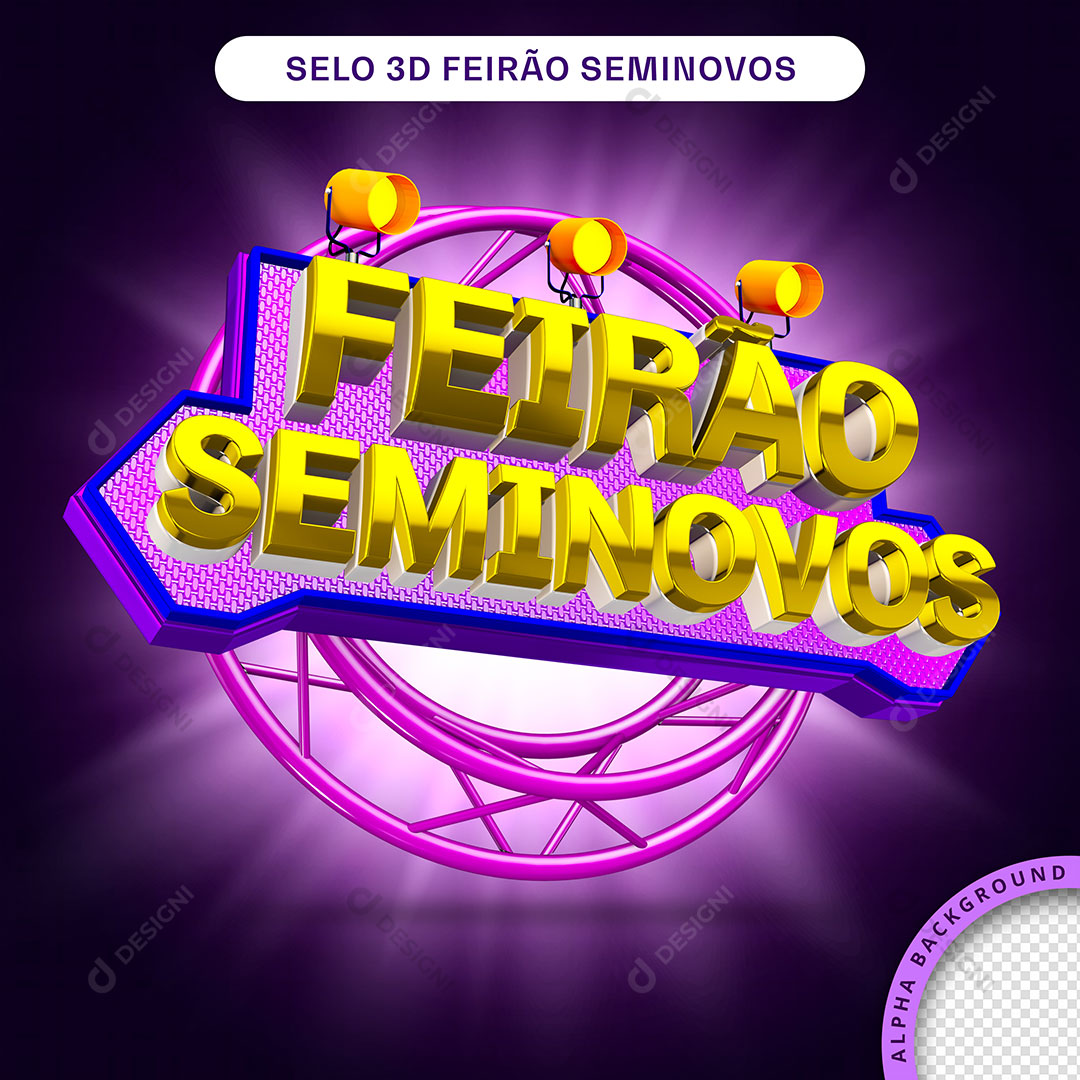 Feirão Seminovos Selo 3D Para Composição PNG Transparente