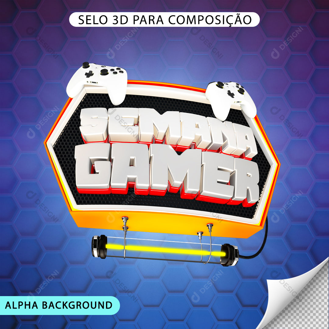 Semana Gamer Selo 3D Para Composição PNG Transparente