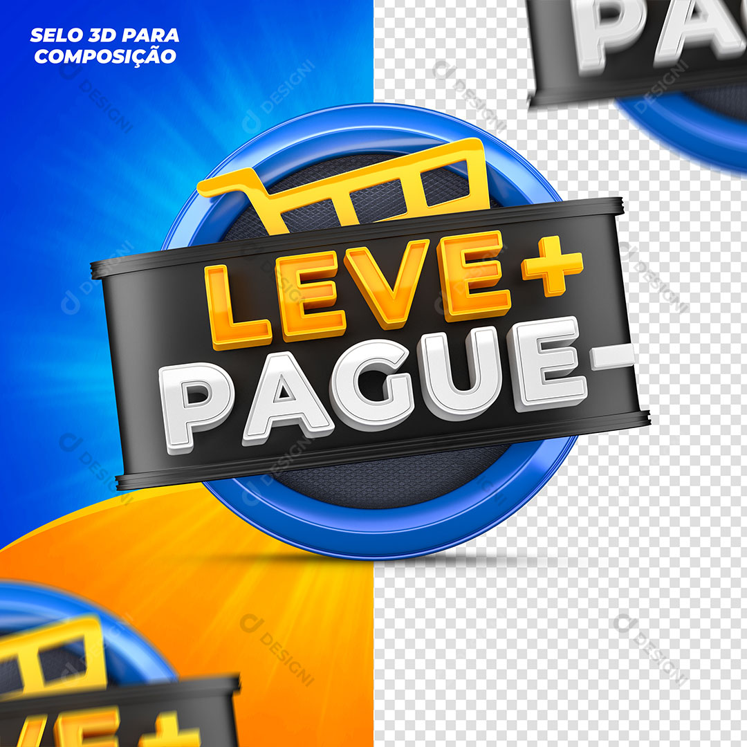 Leve + Pague - Selo 3D Elemento Para Composição PSD