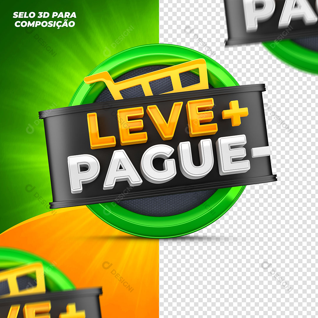 Leve + Pague - Selo 3D Elemento Para Composição PSD