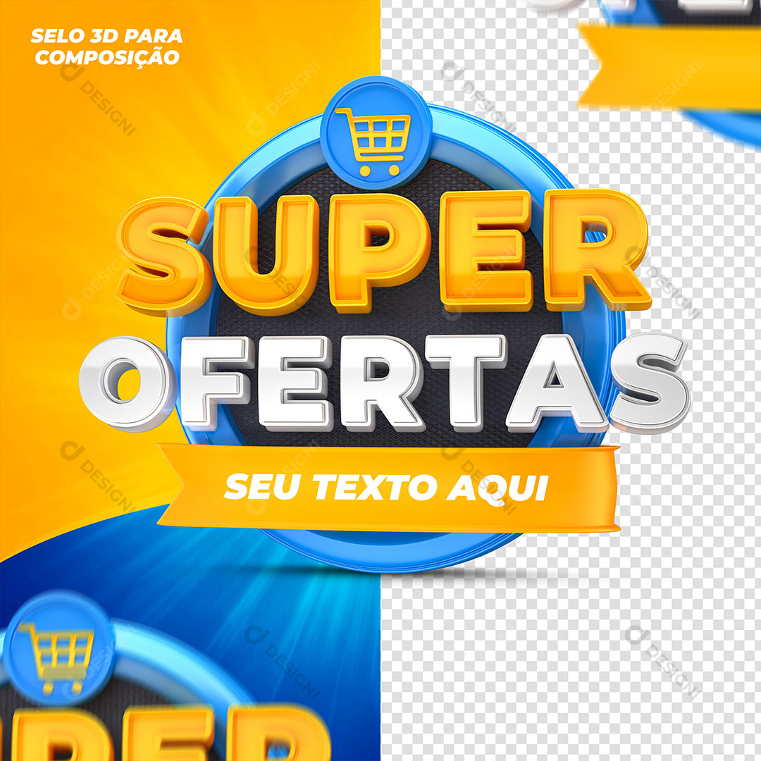 Super Feirão Selo 3D Para Composição PSD Editável