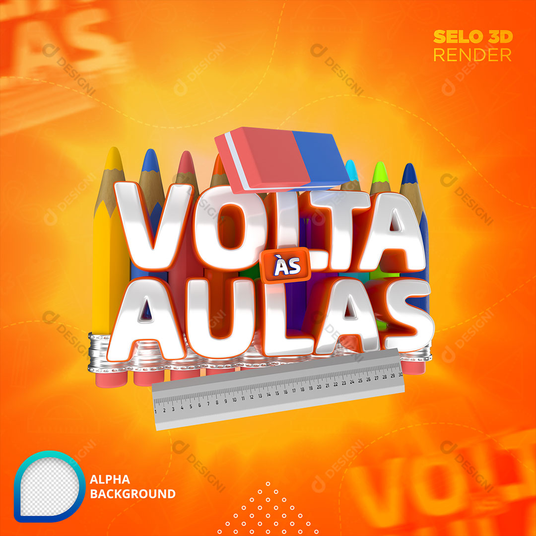 Volta às Aulas Selo 3D Para Composição PNG Transparente