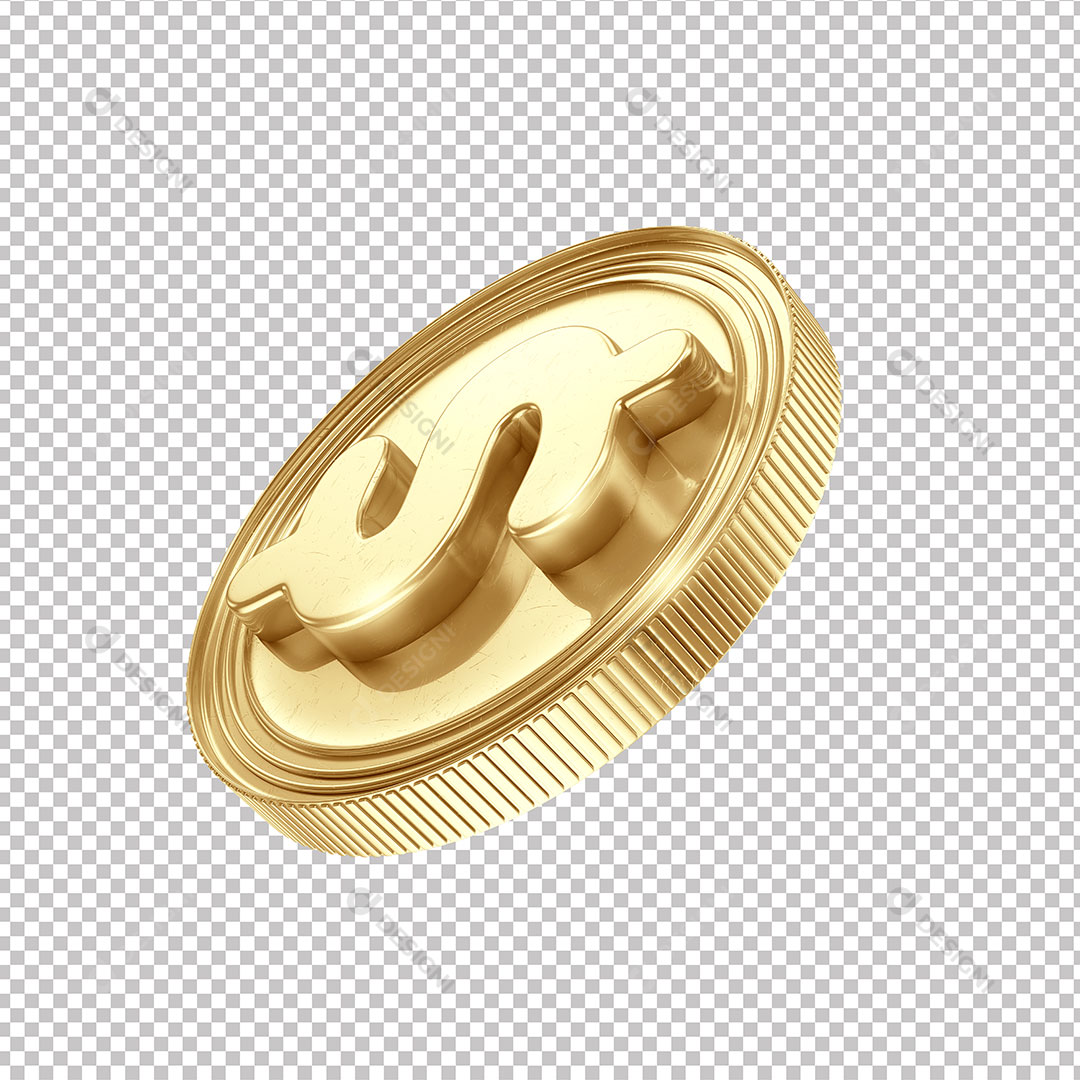 Moeda Cifrão Dinheiro Ouro PNG Transparente Sem Fundo