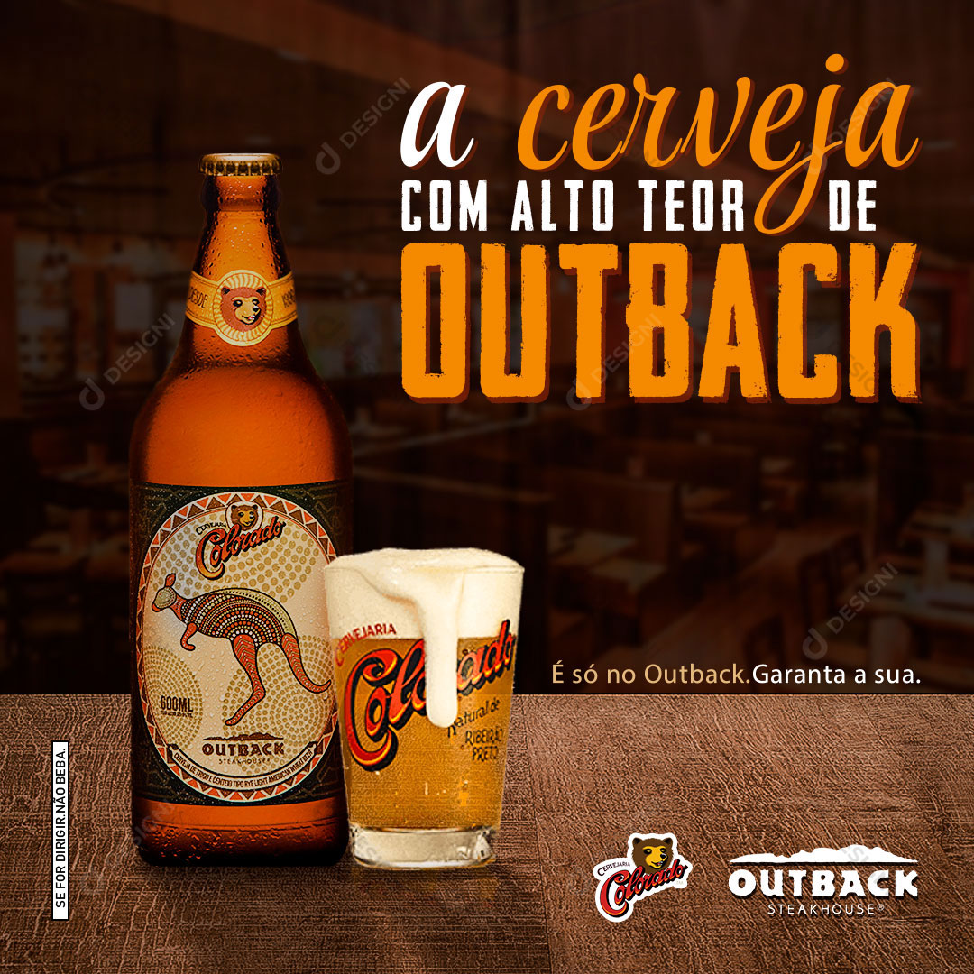 Post Distribuidora a Cerveja Com Alto Teor de Outback Social Media PSD Editável