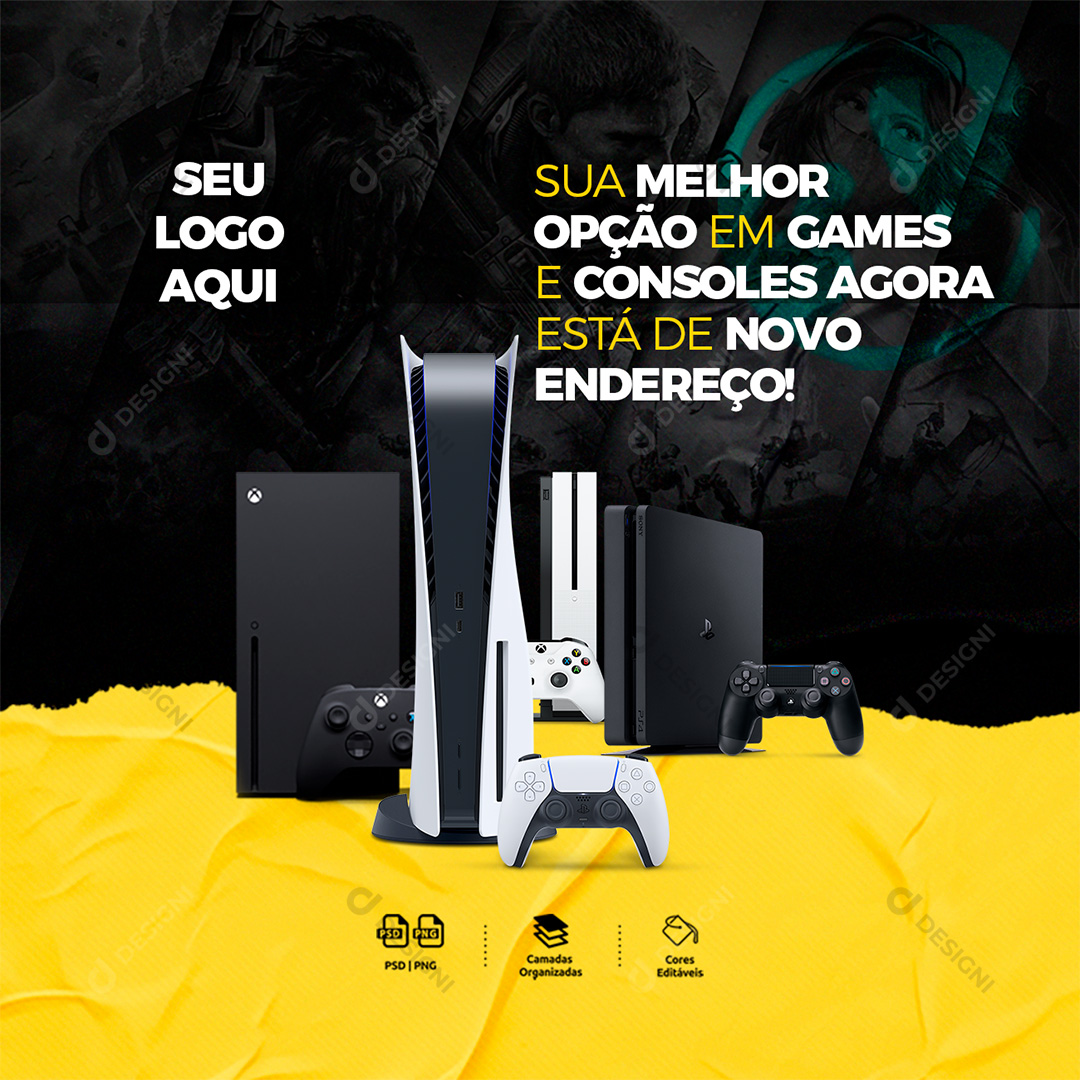 Melhor Opção em Games e Consoles Social Media PSD Editável