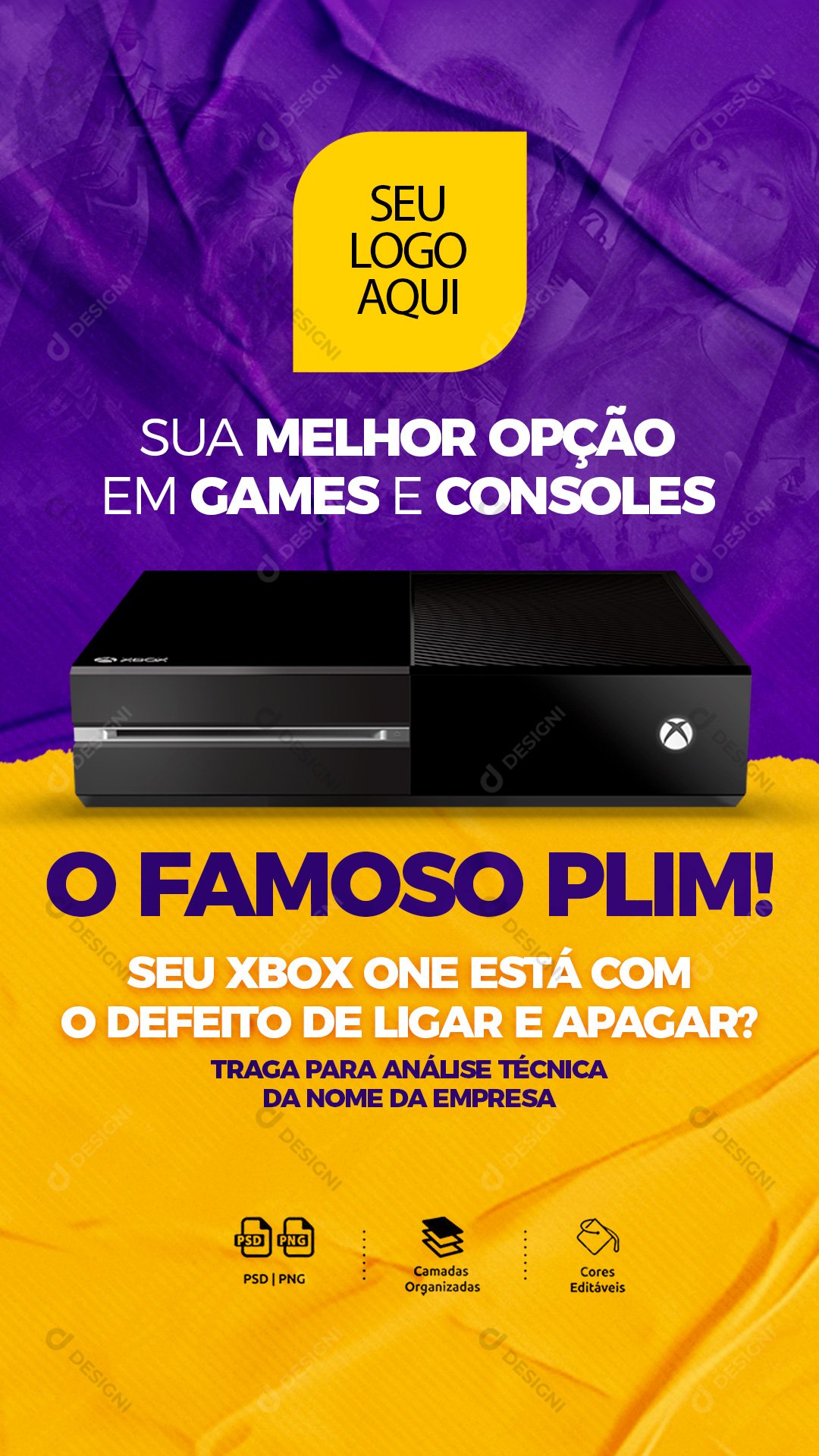Sua Melhor Opção em Games e Consoles Assistência Técnica Stories Social Media PSD Editável