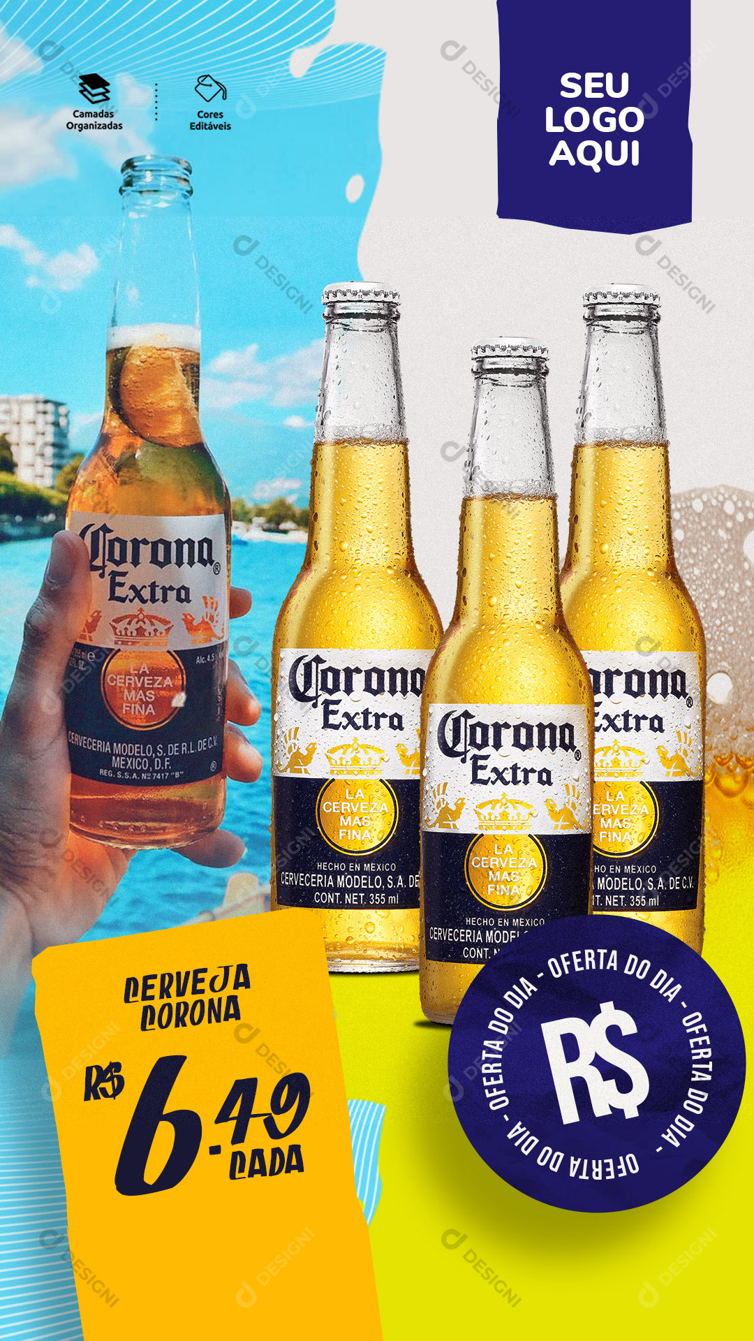 Cerveja Corona Bares Bebidas Stories Social Media PSD Editável