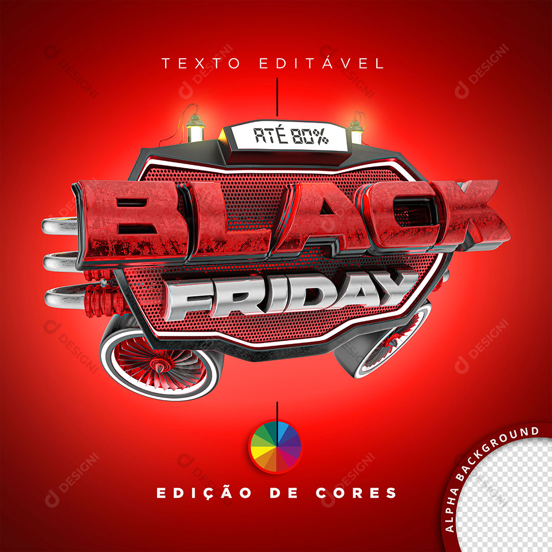 Black Friday Selo 3D Elemento Para Composição PSD Editável