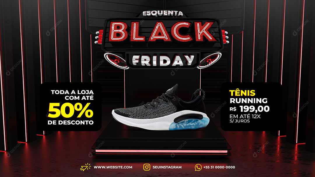Post Banner Loja Black Friday Toda Loja Com Até 50% Produto Social Media PSD Editável