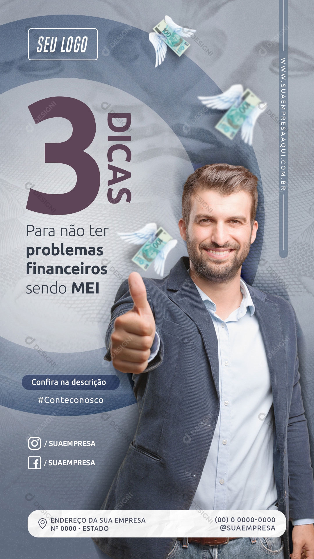 Story 3 Dicas Para Não Ter Problemas Financeiros Sendo MEI Social Media PSD Editável