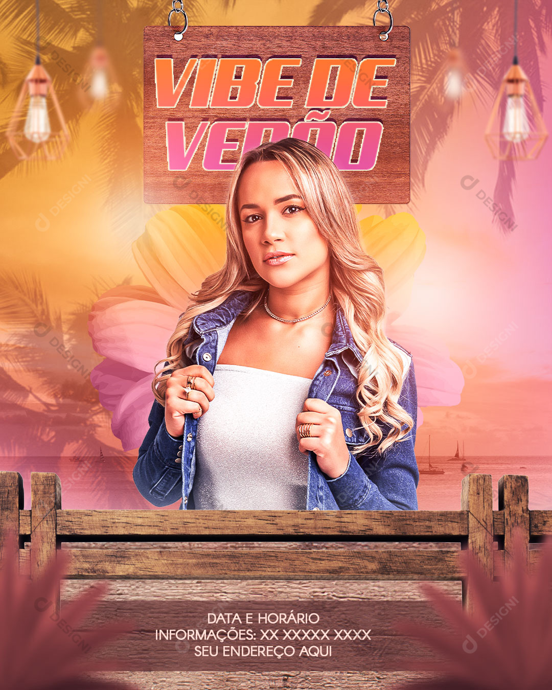 Flyer Show Evento Vibe de Verão Artista Social Media PSD Editável