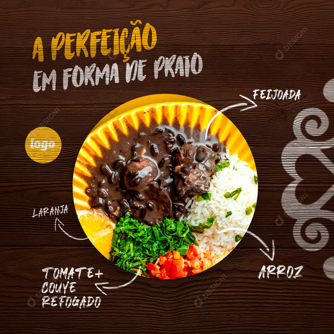 Post Restaurante A Perfeição em Forma de Prato Comida Social Media PSD Editável