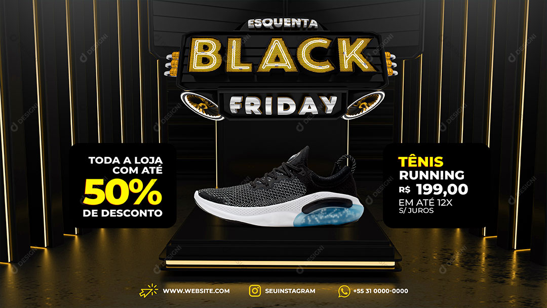 Post Banner Loja Black Friday Toda Loja Com Até 50% Produto Social Media PSD Editável
