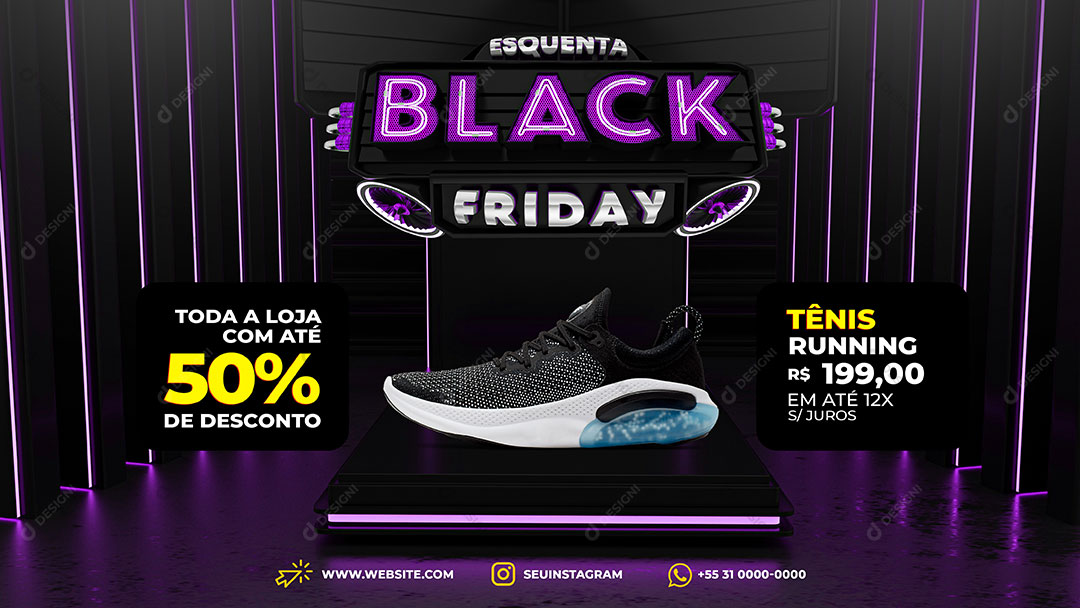 Post Banner Loja Black Friday Toda Loja Com Até 50% Produto Social Media PSD Editável